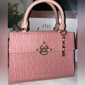 NWT Bebe Kira Medium Logo Dusty Rose Satchel